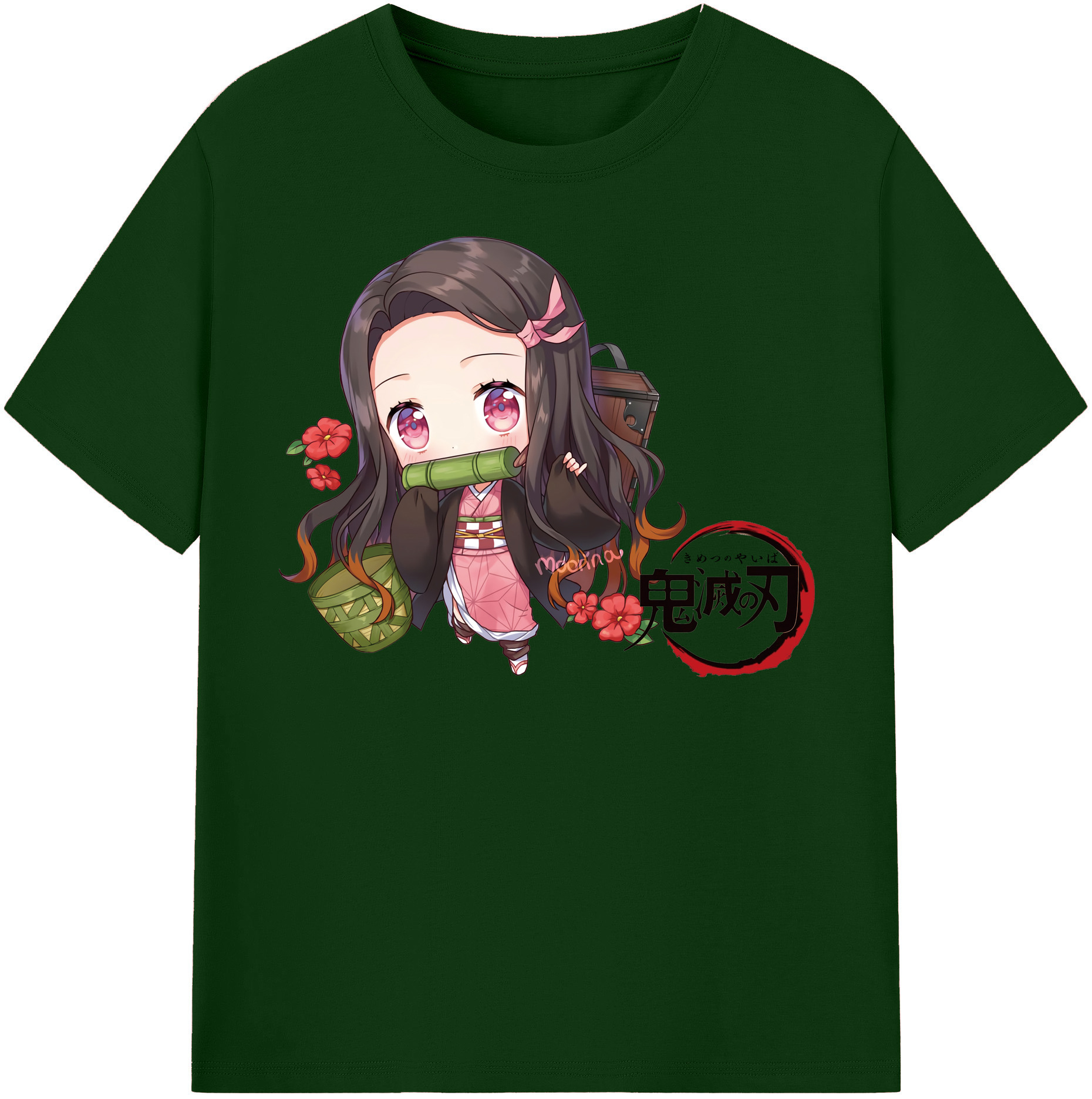 （画像用） 鬼滅の刃（きめつのやいば）竈門 禰󠄀豆子／かまど ねずこ Kamado Nezuko 綿100％半袖Tシャツ（フロントプリント）